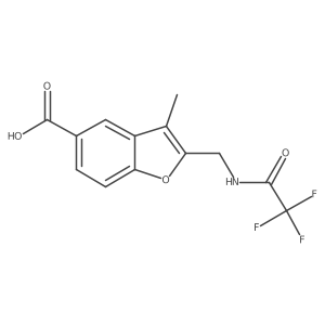 3-Methyl-2-[(2,2,2-trifluoroacetamido)methyl]-1-benzofuran-5-carboxylic acid结构式