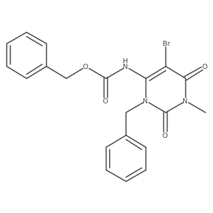 benzyl N-(3-benzyl-5-bromo-1-methyl-2,6-dioxo-1,2,3,6-tetrahydropyrimidin-4-yl)carbamate Structure