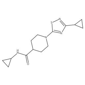N-cyclopropyl-1-(3-cyclopropyl-1,2,4-thiadiazol-5-yl)piperidine-4-carboxamide结构式