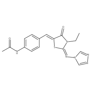N-[4-({3-ethyl-4-oxo-2-[(4H-1,2,4-triazol-4-yl)imino]-1,3-thiazolidin-5-ylidene}methyl)phenyl]acetamide Structure