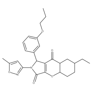 7-ethyl-2-(5-methyl-1,2-oxazol-3-yl)-1-(3-propoxyphenyl)-4a,5,6,7,8,8a-hexahydro-1H-chromeno[2,3-c]pyrrole-3,9-dione Structure