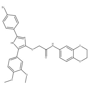 2-((2-(4-bromophenyl)-5-(3,4-dimethoxyphenyl)-1H-imidazol-4-yl)thio)-N-(2,3-dihydrobenzo[b][1,4]dioxin-6-yl)acetamide Structure