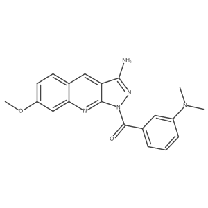 1-[3-(dimethylamino)benzoyl]-7-methoxy-1H-pyrazolo[3,4-b]quinolin-3-amine结构式