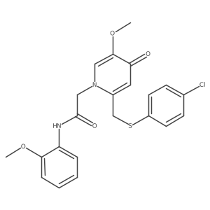 2-(2-(((4-chlorophenyl)thio)methyl)-5-methoxy-4-oxopyridin-1(4H)-yl)-N-(2-methoxyphenyl)acetamide Structure