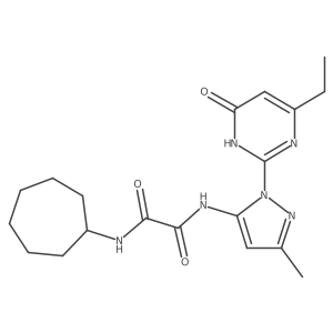 N1-cycloheptyl-N2-(1-(4-ethyl-6-oxo-1,6-dihydropyrimidin-2-yl)-3-methyl-1H-pyrazol-5-yl)oxalamide结构式