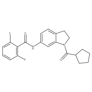 N-(1-cyclopentanecarbonyl-2,3-dihydro-1H-indol-6-yl)-2,6-difluorobenzamide结构式