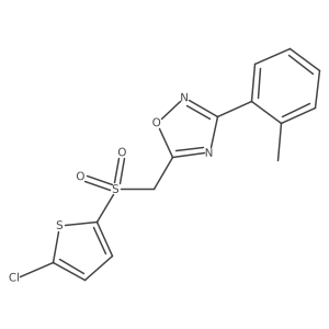 Cc1ccccc1-c1noc(CS(=O)(=O)c2ccc(Cl)s2)n1结构式
