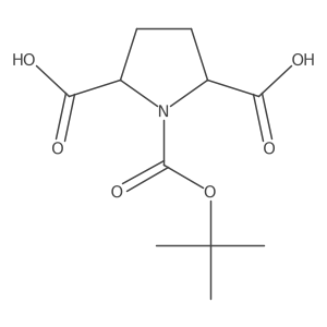 cis-1-(tert-Butoxycarbonyl)pyrrolidine-2,5-dicarboxylic acid结构式