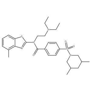 N-[2-(Diethylamino)ethyl]-4-[(3,5-dimethyl-1-piperidinyl)sulfonyl]-N-(4-methyl-2-benzothiazolyl)benzamide Structure