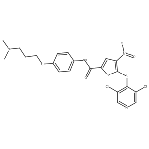 5-((3,5-Dichloropyridin-4-yl)thio)-n-(4-(3-(dimethylamino)propoxy)phenyl)-4-nitrothiophene-2-carboxamide Structure