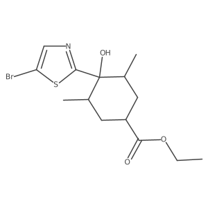 ethyl 4-(5-bromothiazol-2-yl)-4-hydroxy-3,5-dimethyl-cyclohexanecarboxylate结构式