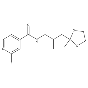 2-Fluoro-N-[2-methyl-3-(2-methyl-1,3-dioxolan-2-YL)propyl]pyridine-4-carboxamide结构式