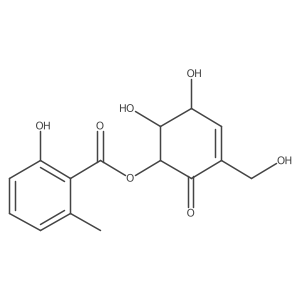 Benzoic acid, 2-hydroxy-6-methyl-, 5,6-dihydroxy-3-(hydroxymethyl)-2-oxo-3-cyclohexen-1-yl ester, [1S-(1I+/-,5I(2),6I(2))]-结构式