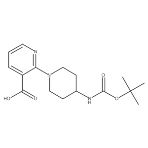 2-(4-((tert-Butoxycarbonyl)amino)piperidin-1-yl)nicotinic acid结构式