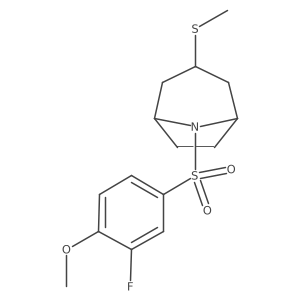 (1R,5S)-8-((3-fluoro-4-methoxyphenyl)sulfonyl)-3-(methylthio)-8-azabicyclo[3.2.1]octane结构式