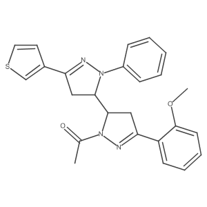 1-(5-(2-methoxyphenyl)-2'-phenyl-5'-(thiophen-3-yl)-3,3',4,4'-tetrahydro-2H,2'H-[3,3'-bipyrazol]-2-yl)ethanone Structure