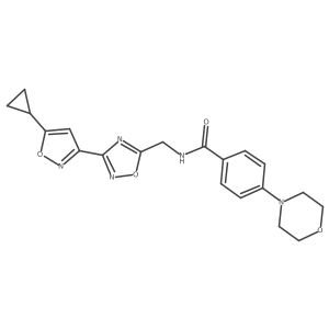 N-((3-(5-cyclopropylisoxazol-3-yl)-1,2,4-oxadiazol-5-yl)methyl)-4-morpholinobenzamide结构式