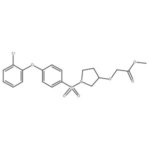 Methyl 2-((1-((4-(2-chlorophenoxy)phenyl)sulfonyl)pyrrolidin-3-yl)thio)acetate Structure