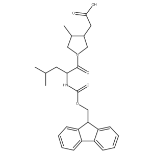 2-{1-[(2S)-2-({[(9H-fluoren-9-yl)methoxy]carbonyl}amino)-4-methylpentanoyl]-4-methylpyrrolidin-3-yl}acetic acid结构式