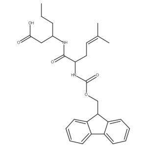 3-[2-({[(9H-fluoren-9-yl)methoxy]carbonyl}amino)-5-methylhex-4-enamido]hexanoic acid结构式