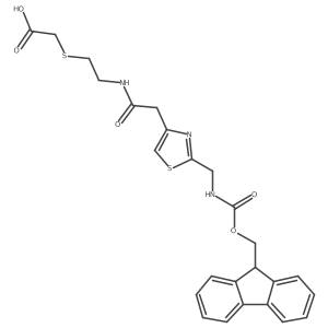 2-{[2-(2-{2-[({[(9H-fluoren-9-yl)methoxy]carbonyl}amino)methyl]-1,3-thiazol-4-yl}acetamido)ethyl]sulfanyl}acetic acid Structure