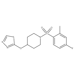 2-((1-((4-Fluoro-2-methylphenyl)sulfonyl)piperidin-4-yl)oxy)-1,3,4-thiadiazole结构式