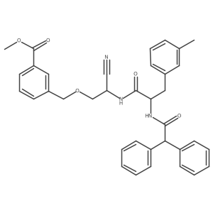 3-[2-Cyano-2-(2-diphenylacetylamino-3-m-tolyl-propionylamino)-ethoxymethyl]-benzoic acid methyl ester结构式