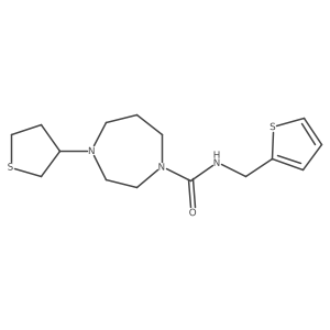 4-(tetrahydrothiophen-3-yl)-N-(thiophen-2-ylmethyl)-1,4-diazepane-1-carboxamide结构式