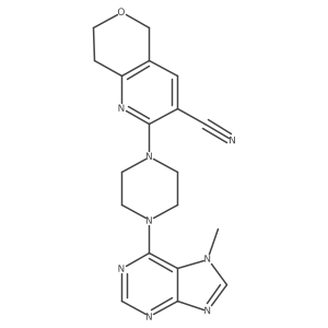 2-[4-(7-methyl-7H-purin-6-yl)piperazin-1-yl]-5H,7H,8H-pyrano[4,3-b]pyridine-3-carbonitrile结构式