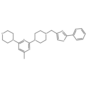 4-(6-Methyl-2-{4-[(2-phenyl-1,3-thiazol-4-yl)methyl]piperazin-1-yl}pyrimidin-4-yl)morpholine结构式
