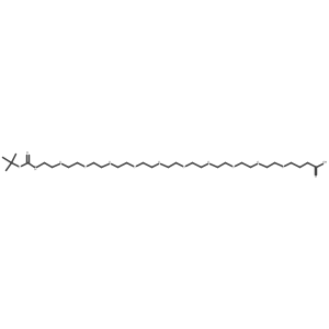 2,2-Dimethyl-4-oxo-3,8,11,14,17,20,23,26,29,32,35-undecaoxa-5-azanonatriacontan-39-oic acid结构式