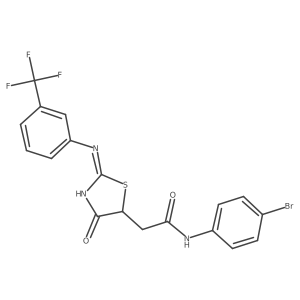 N-(4-bromophenyl)-2-[(2E)-4-hydroxy-2-{[3-(trifluoromethyl)phenyl]imino}-2,5-dihydro-1,3-thiazol-5-yl]acetamide Structure