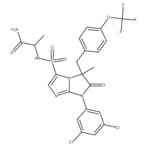(3R)-1-(3,5-Dichlorophenyl)-3-methyl-3-[4-(trifluoromethoxy)benzyl]-5-[[(R)-1-carbamoylethyl]sulfamoyl]-1H-imidazo[1,2-a]imidazole-2(3H)-one结构式
