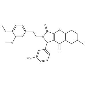 7-chloro-2-[2-(3,4-dimethoxyphenyl)ethyl]-1-(3-hydroxyphenyl)-4a,5,6,7,8,8a-hexahydro-1H-chromeno[2,3-c]pyrrole-3,9-dione结构式