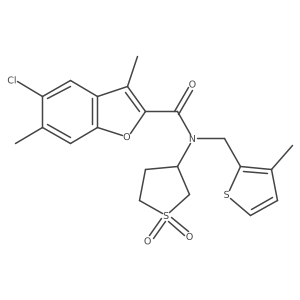 5-chloro-N-(1,1-dioxidotetrahydrothiophen-3-yl)-3,6-dimethyl-N-[(3-methylthiophen-2-yl)methyl]-1-benzofuran-2-carboxamide Structure