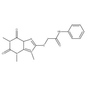N-phenyl-2-[(1,3,9-trimethyl-2,6-dioxo-5H-purin-9-ium-8-yl)sulfanyl]acetamide Structure