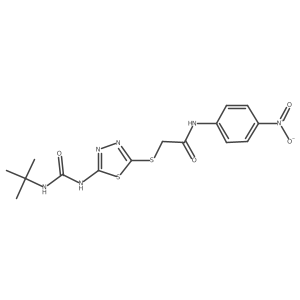 2-((5-(3-(tert-butyl)ureido)-1,3,4-thiadiazol-2-yl)thio)-N-(4-nitrophenyl)acetamide Structure