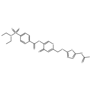 6-(((5-acetamido-1,3,4-thiadiazol-2-yl)thio)methyl)-4-oxo-4H-pyran-3-yl 4-(N,N-diethylsulfamoyl)benzoate结构式