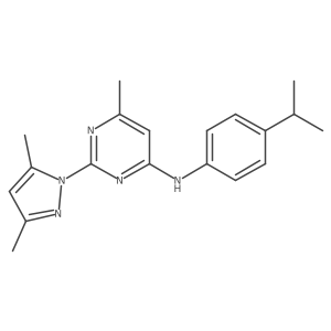 2-(3,5-dimethyl-1H-pyrazol-1-yl)-6-methyl-N-[4-(propan-2-yl)phenyl]pyrimidin-4-amine结构式