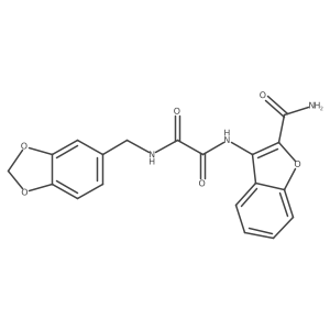 N1-(benzo[d][1,3]dioxol-5-ylmethyl)-N2-(2-carbamoylbenzofuran-3-yl)oxalamide结构式