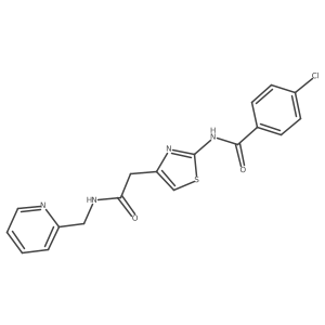 4-chloro-N-(4-(2-oxo-2-((pyridin-2-ylmethyl)amino)ethyl)thiazol-2-yl)benzamide Structure