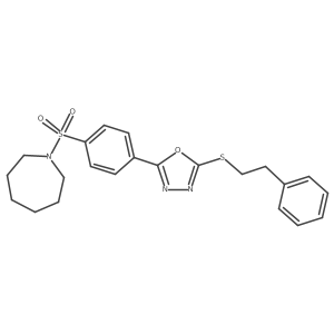 2-(4-(Azepan-1-ylsulfonyl)phenyl)-5-(phenethylthio)-1,3,4-oxadiazole结构式