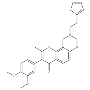 3-(3,4-dimethoxyphenyl)-2-methyl-9-(2-(thiophen-2-yl)ethyl)-9,10-dihydrochromeno[8,7-e][1,3]oxazin-4(8H)-one结构式