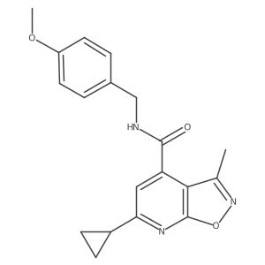 6-cyclopropyl-N-(4-methoxybenzyl)-3-methylisoxazolo[5,4-b]pyridine-4-carboxamide结构式
