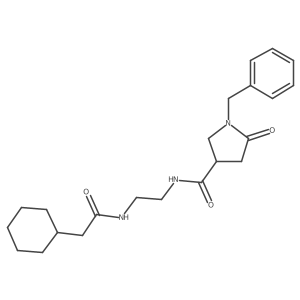 1-benzyl-N-{2-[(cyclohexylacetyl)amino]ethyl}-5-oxopyrrolidine-3-carboxamide结构式