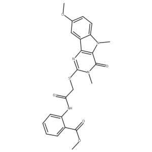 methyl 2-(2-((8-methoxy-3,5-dimethyl-4-oxo-4,5-dihydro-3H-pyrimido[5,4-b]indol-2-yl)thio)acetamido)benzoate Structure