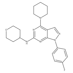 N-[1-(4-fluorophenyl)-4-(piperidin-1-yl)-1H-pyrazolo[3,4-d]pyrimidin-6-yl]morpholin-4-amine结构式