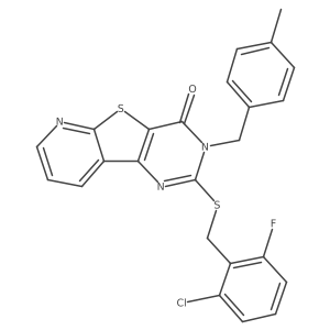 2-((2-chloro-6-fluorobenzyl)thio)-3-(4-methylbenzyl)pyrido[3',2':4,5]thieno[3,2-d]pyrimidin-4(3H)-one Structure