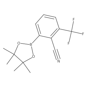 2-(4,4,5,5-Tetramethyl-1,3,2-dioxaborolane-2-yl)-6-(trifluoromethyl)benzonitrile结构式