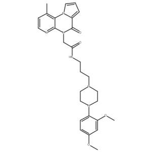 N-[3-[4-(2,4-dimethoxyphenyl)piperazin-1-yl]propyl]-2-(13-methyl-7-oxo-2,8,10-triazatricyclo[7.4.0.02,6]trideca-1(13),3,5,9,11-pentaen-8-yl)acetamide结构式